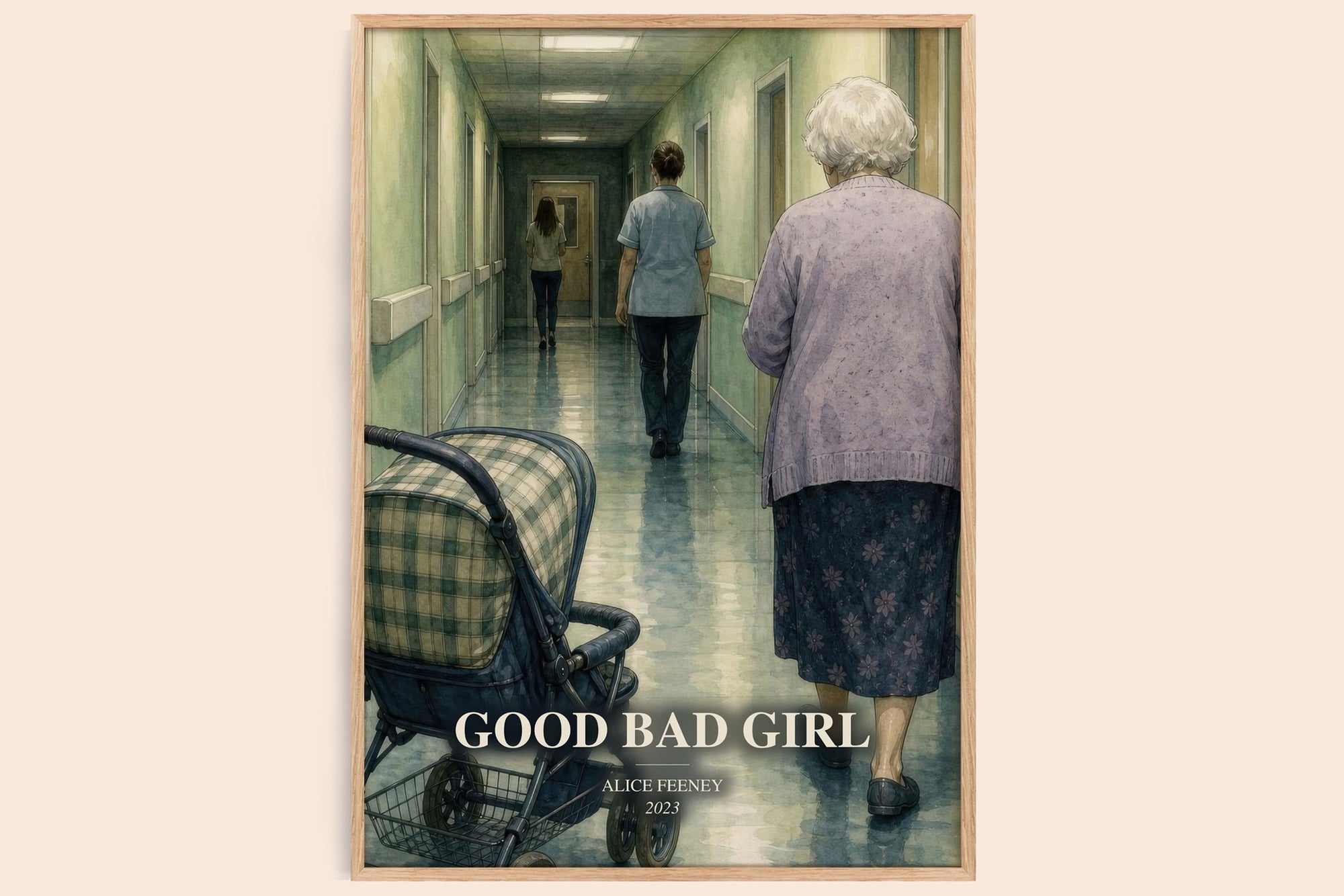 Good Bad Girl watercolour book poster by Alice Feeney – framed literary art print