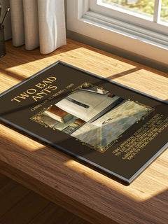 Two Bad Ants Minimalist Book Poster by Chris Van Allsburg – print on a sunlit desk