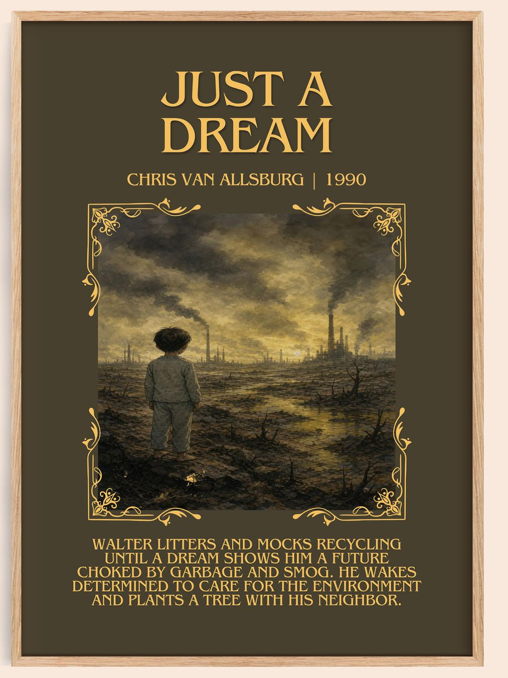 Just A Dream Minimalist Book Poster by Chris Van Allsburg – book poster