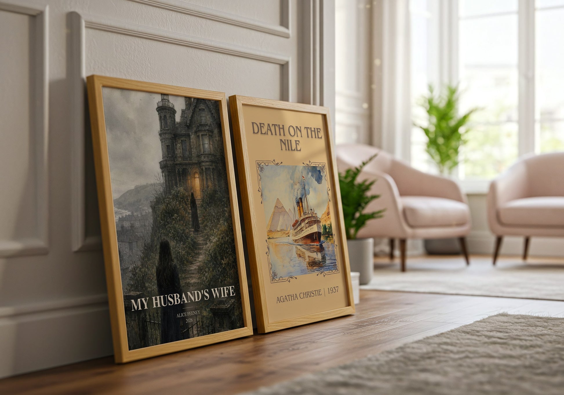 My Husband'S Wife watercolour print framed by window – literary home decor