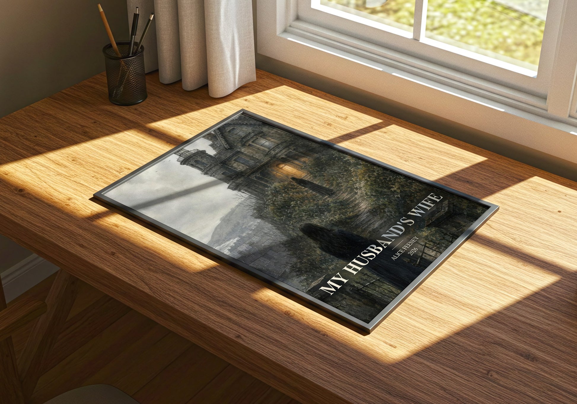 My Husband'S Wife watercolour book poster framed on wall – thriller wall art