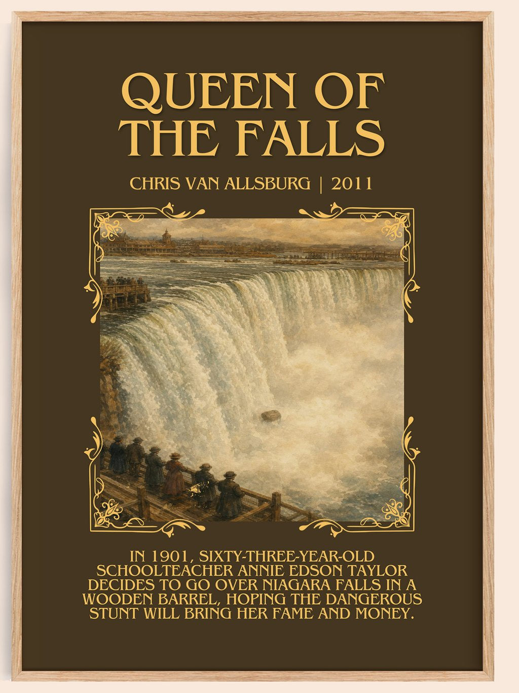 Queen Of The Falls Minimalist Book Poster by Chris Van Allsburg – book poster