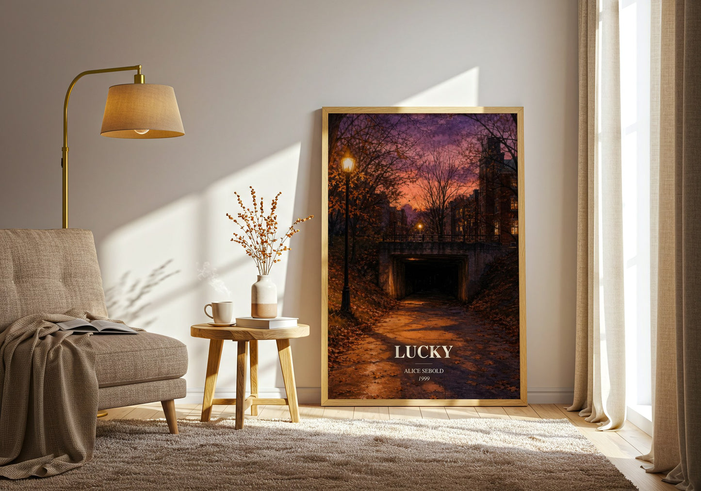 Lucky watercolour print in frame leaning in hallway – memoir wall art