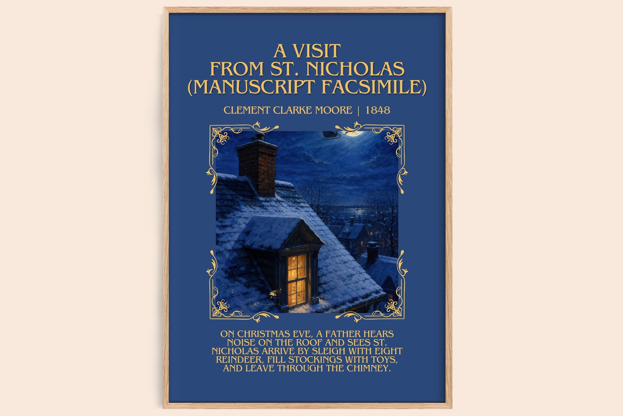 Visit From St. Nicholas (Manuscript Facsimile) Minimalist Book Poster by Clement Clarke Moore