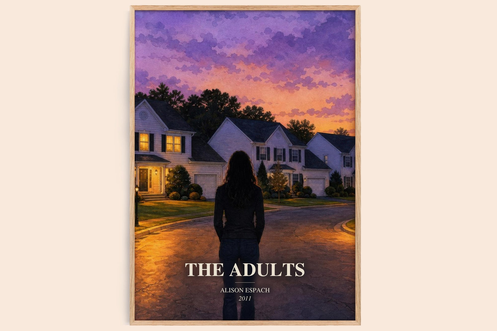 The Adults watercolour book poster by Alison Espach – framed literary art print
