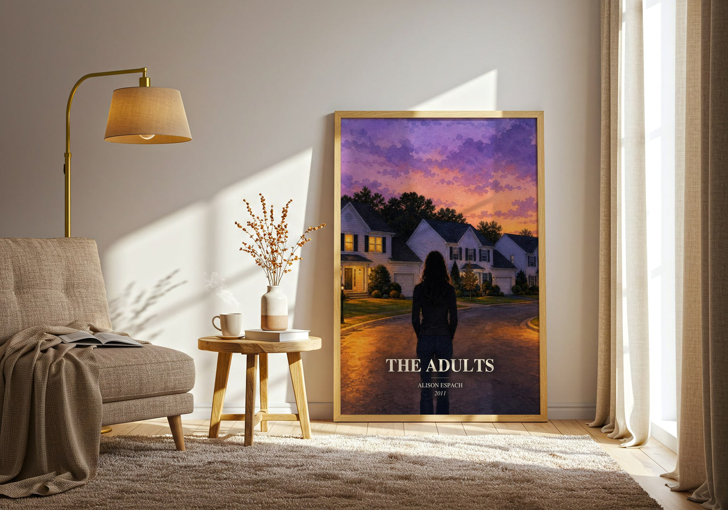 The Adults watercolour print in frame leaning in hallway – coming of age wall art