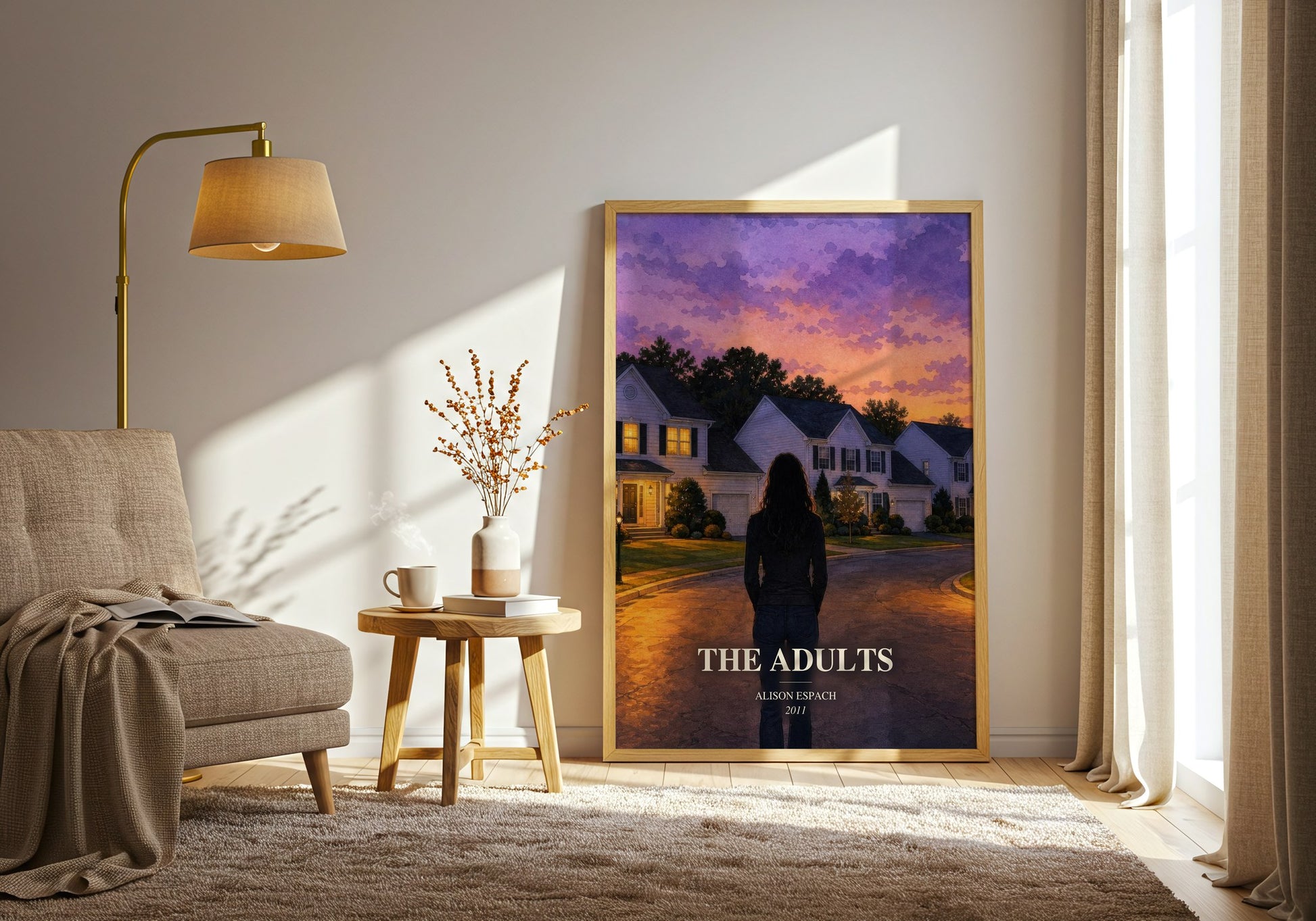 The Adults watercolour print in frame leaning in hallway – coming of age wall art