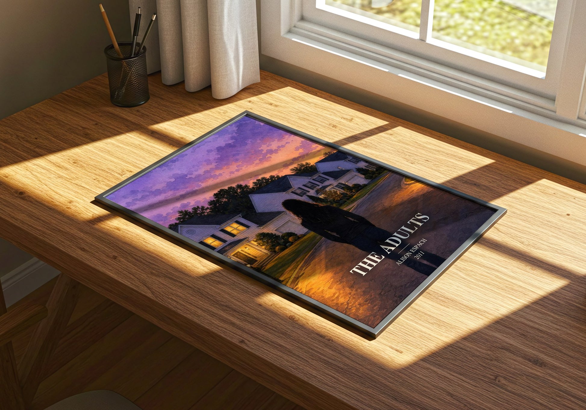 The Adults watercolour book poster framed on wall – coming of age wall art