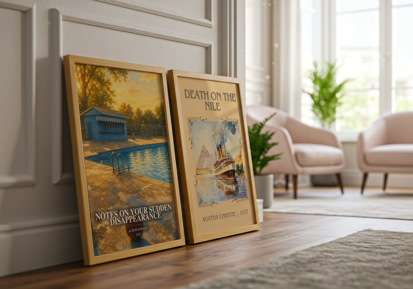 Notes On Your Sudden Disappearance watercolour print framed by window – literary home decor