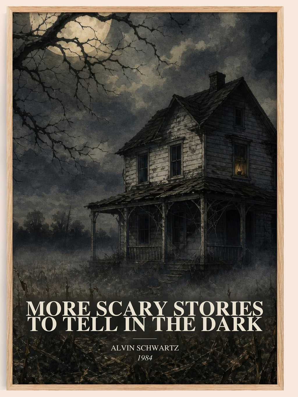 More Scary Stories To Tell In The Dark watercolour book poster by Alvin Schwartz – framed literary art print