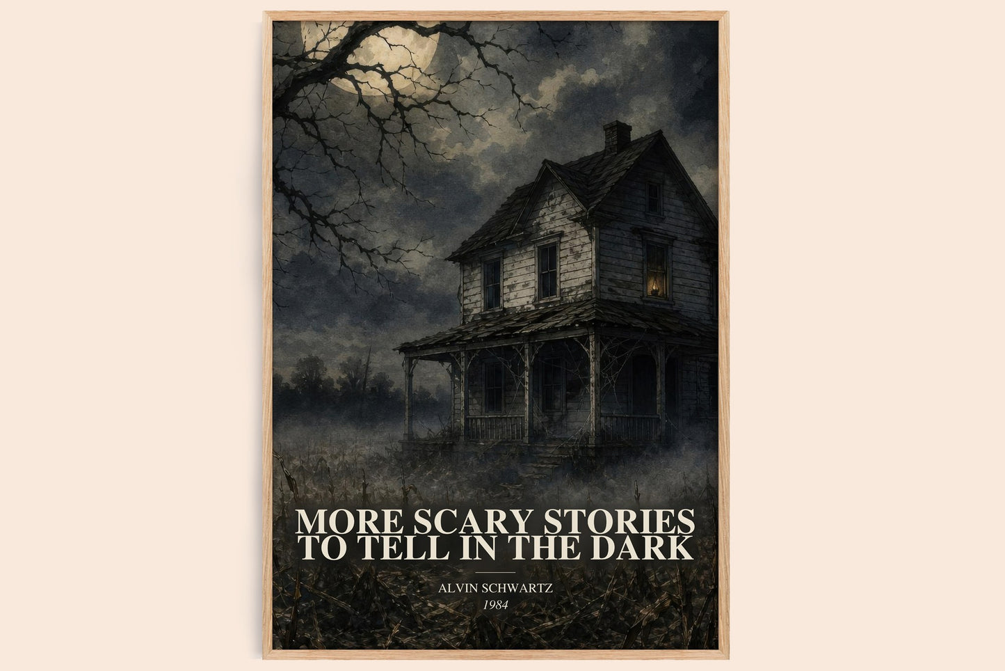 More Scary Stories To Tell In The Dark watercolour book poster by Alvin Schwartz – framed literary art print