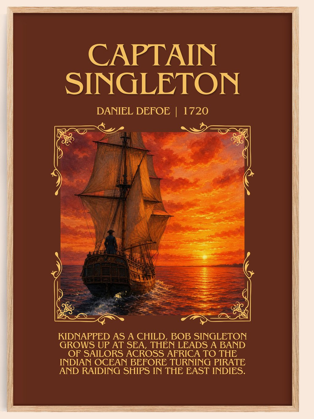 Captain Singleton Minimalist Book Poster by Daniel Defoe – book poster