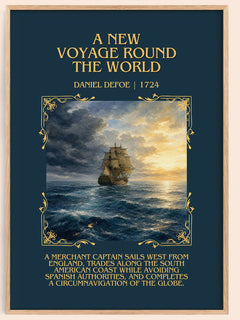 A New Voyage Round The World Minimalist Book Poster by Daniel Defoe – image 1