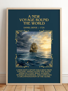 A New Voyage Round The World Minimalist Book Poster by Daniel Defoe – image 2