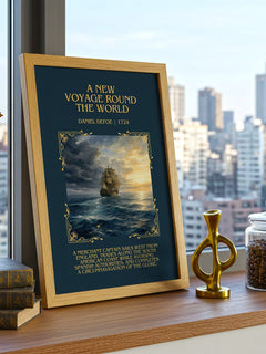 A New Voyage Round The World Minimalist Book Poster by Daniel Defoe – image 3