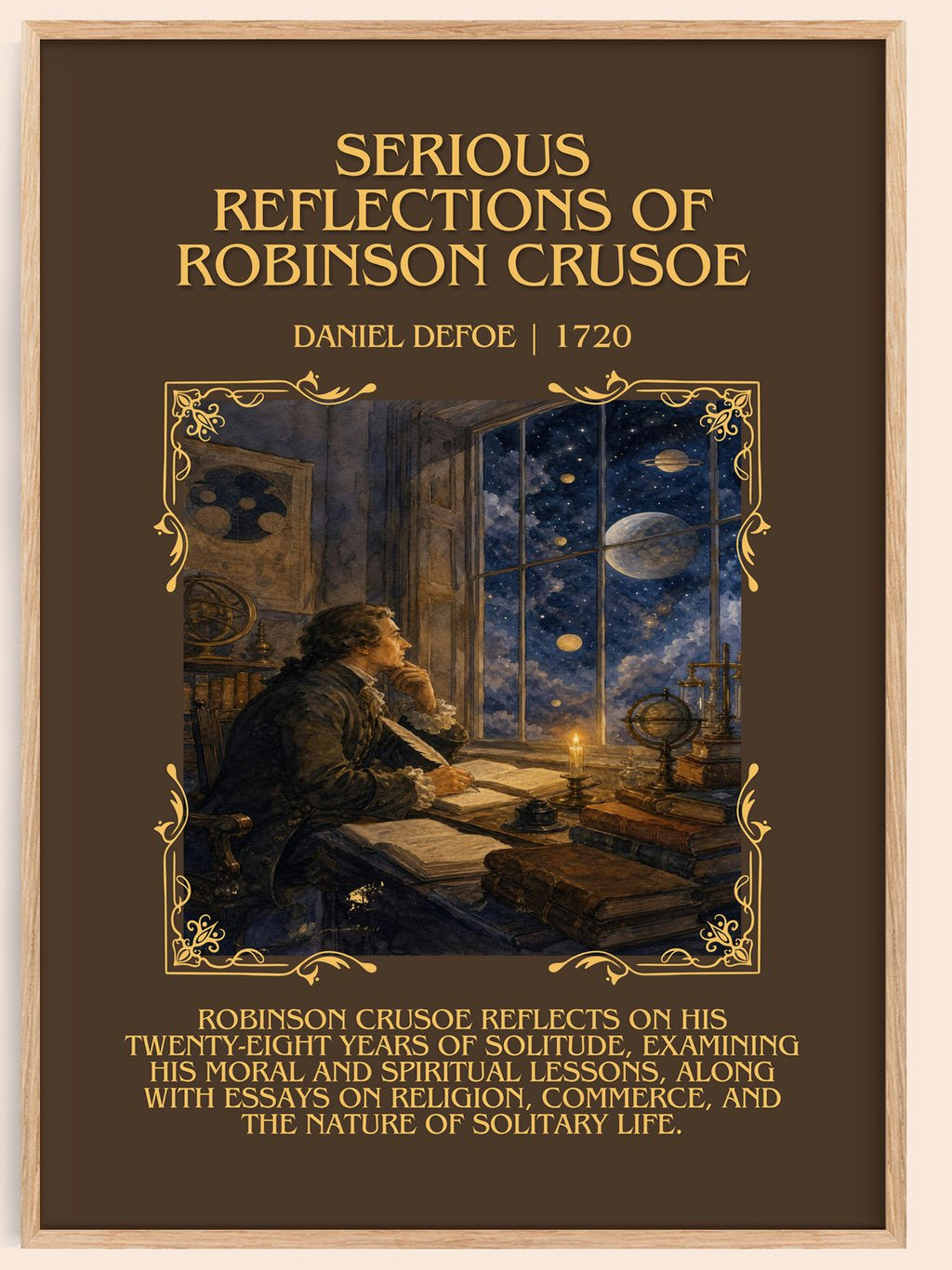 Serious Reflections Of Robinson Crusoe Minimalist Book Poster – book poster