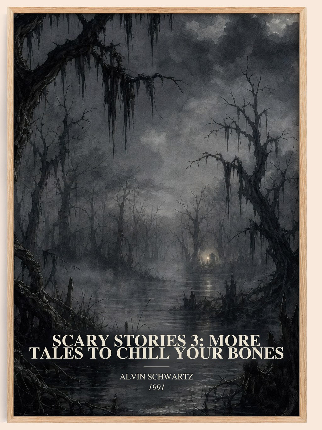 Scary Stories 3: More Tales To Chill Your Bones watercolour book poster by Alvin Schwartz – framed literary art print