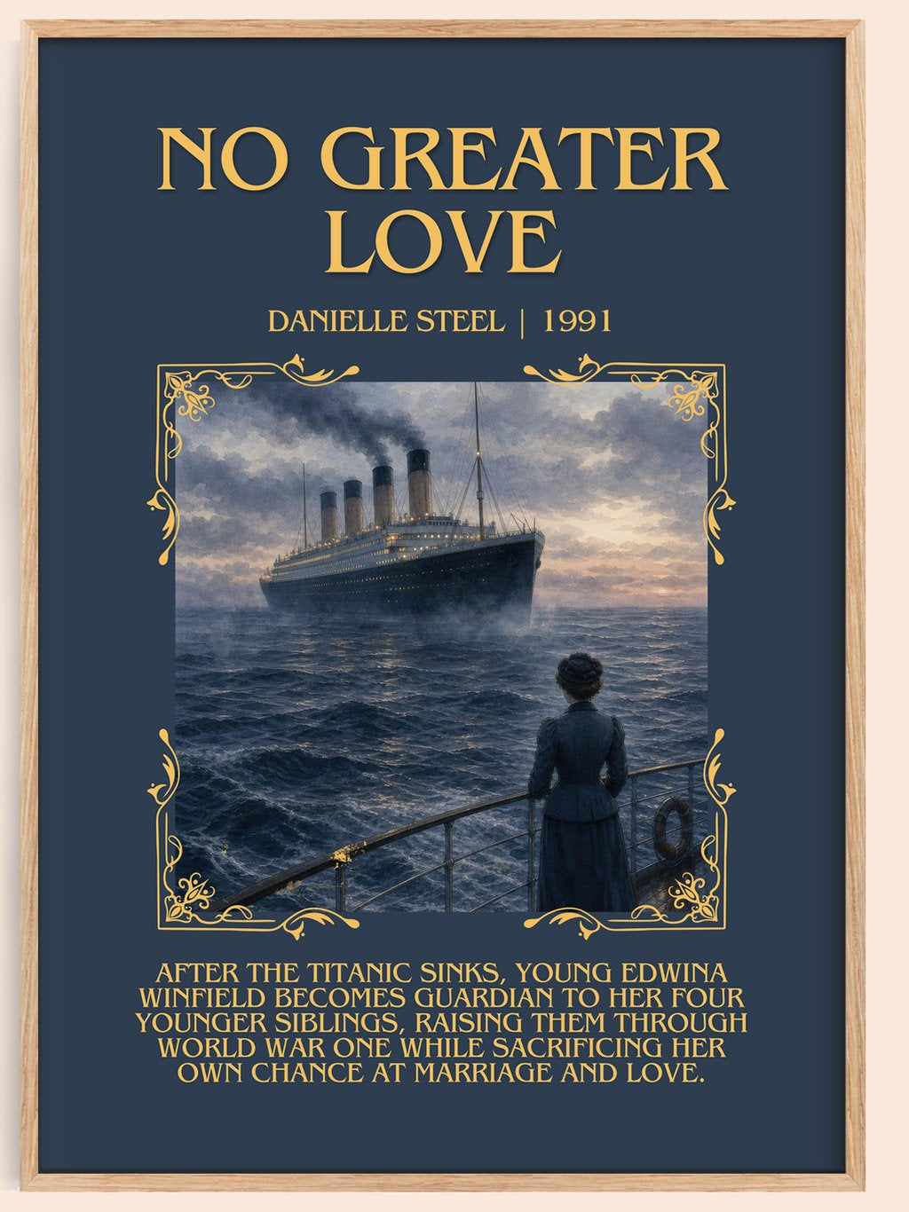 No Greater Love Minimalist Book Poster by Danielle Steel – book poster