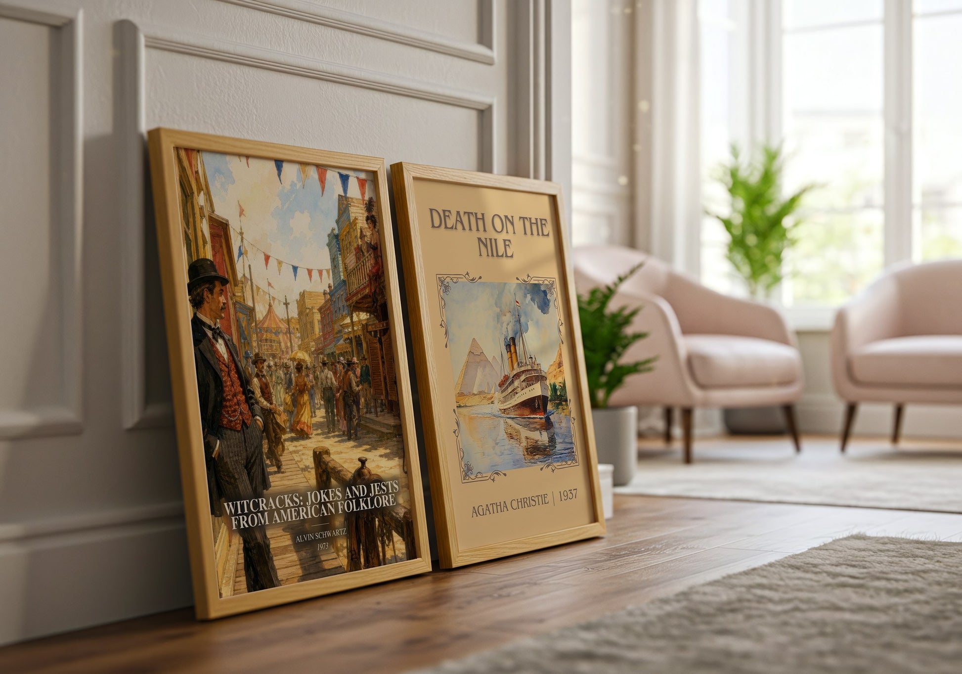 Witcracks: Jokes And Jests From American Folklore watercolour print framed by window – literary home decor