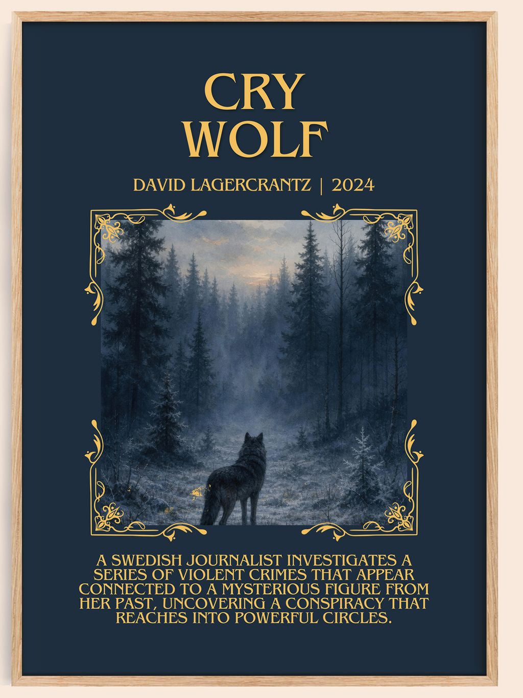 Cry Wolf Minimalist Book Poster by David Lagercrantz – book poster