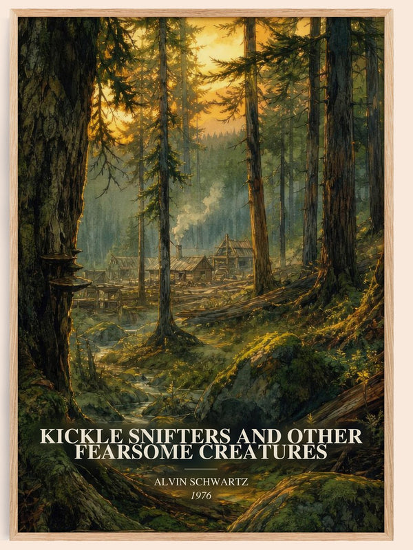 Kickle Snifters And Other Fearsome Creatures watercolour book poster by Alvin Schwartz – framed literary art print