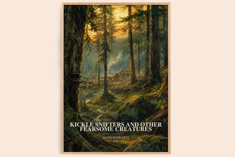 Kickle Snifters And Other Fearsome Creatures watercolour book poster by Alvin Schwartz – framed literary art print
