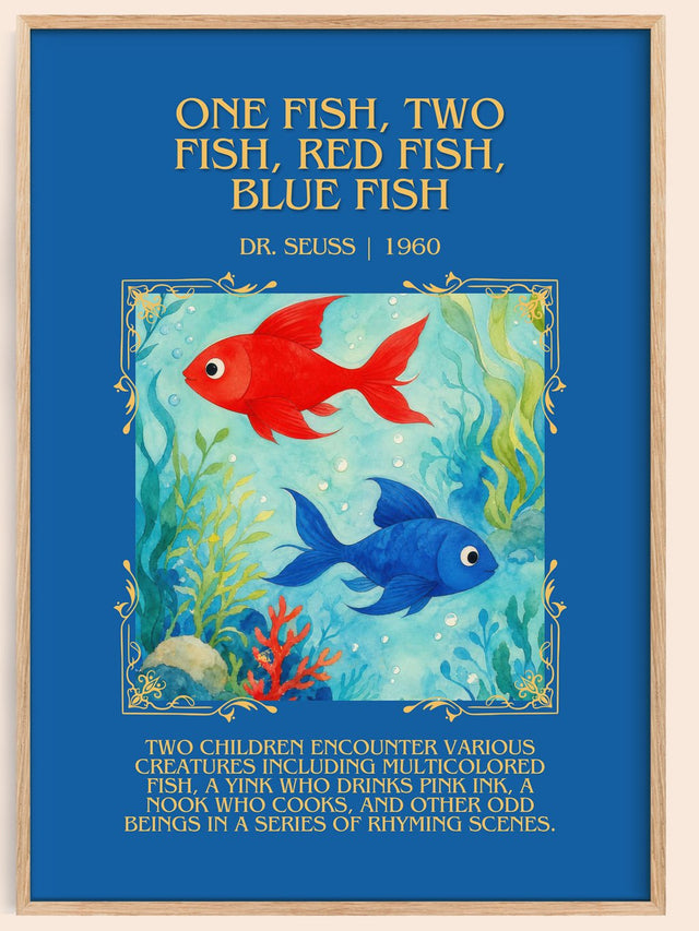 One Fish, Two Fish, Red Fish, Blue Fish Minimalist Book Poster – D.