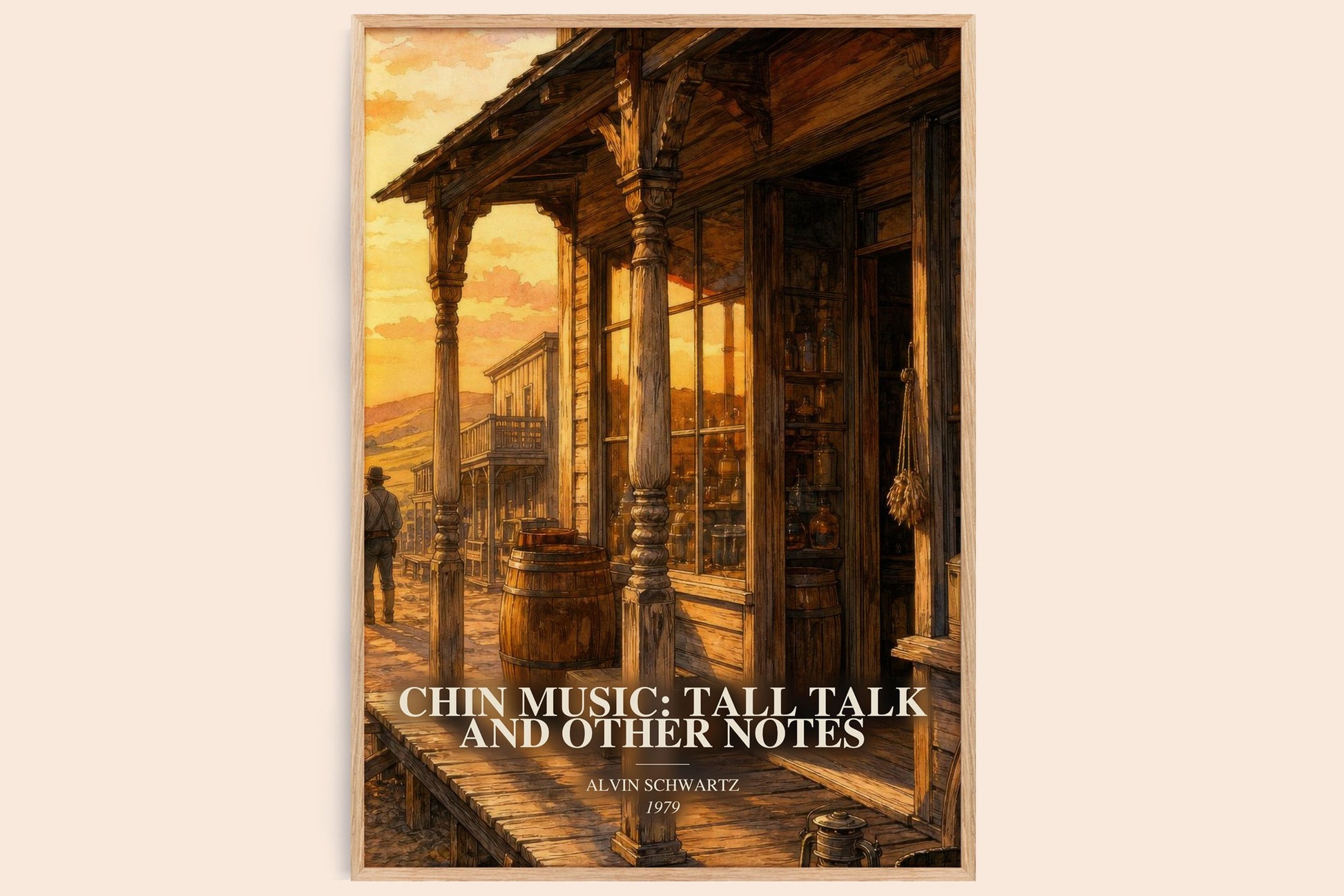 Chin Music: Tall Talk And Other Notes watercolour book poster by Alvin Schwartz – framed literary art print