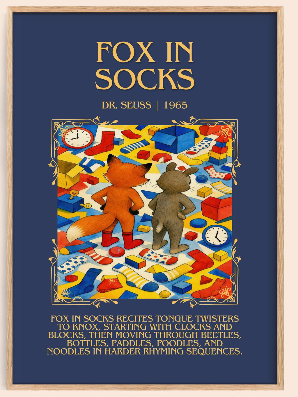 Fox In Socks Minimalist Book Poster by Dr. Seuss – book poster
