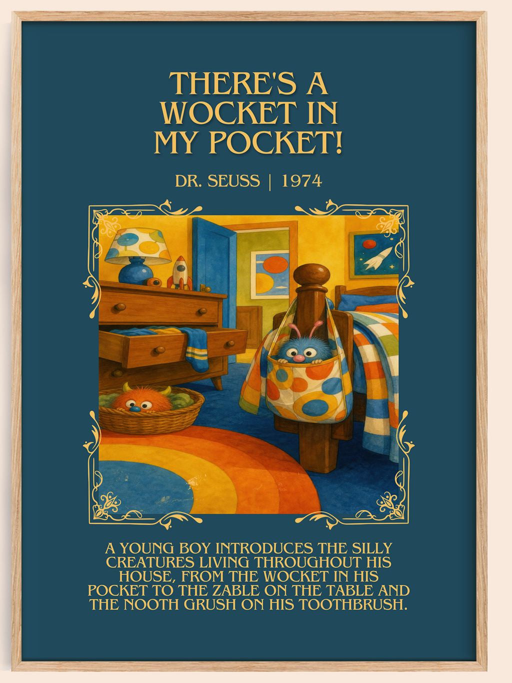 There'S A Wocket In My Pocket! Minimalist Book Poster by Dr. Seuss – book poster
