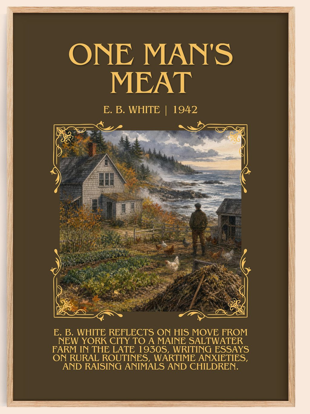 One Man'S Meat Minimalist Book Poster by E. B. White – book poster