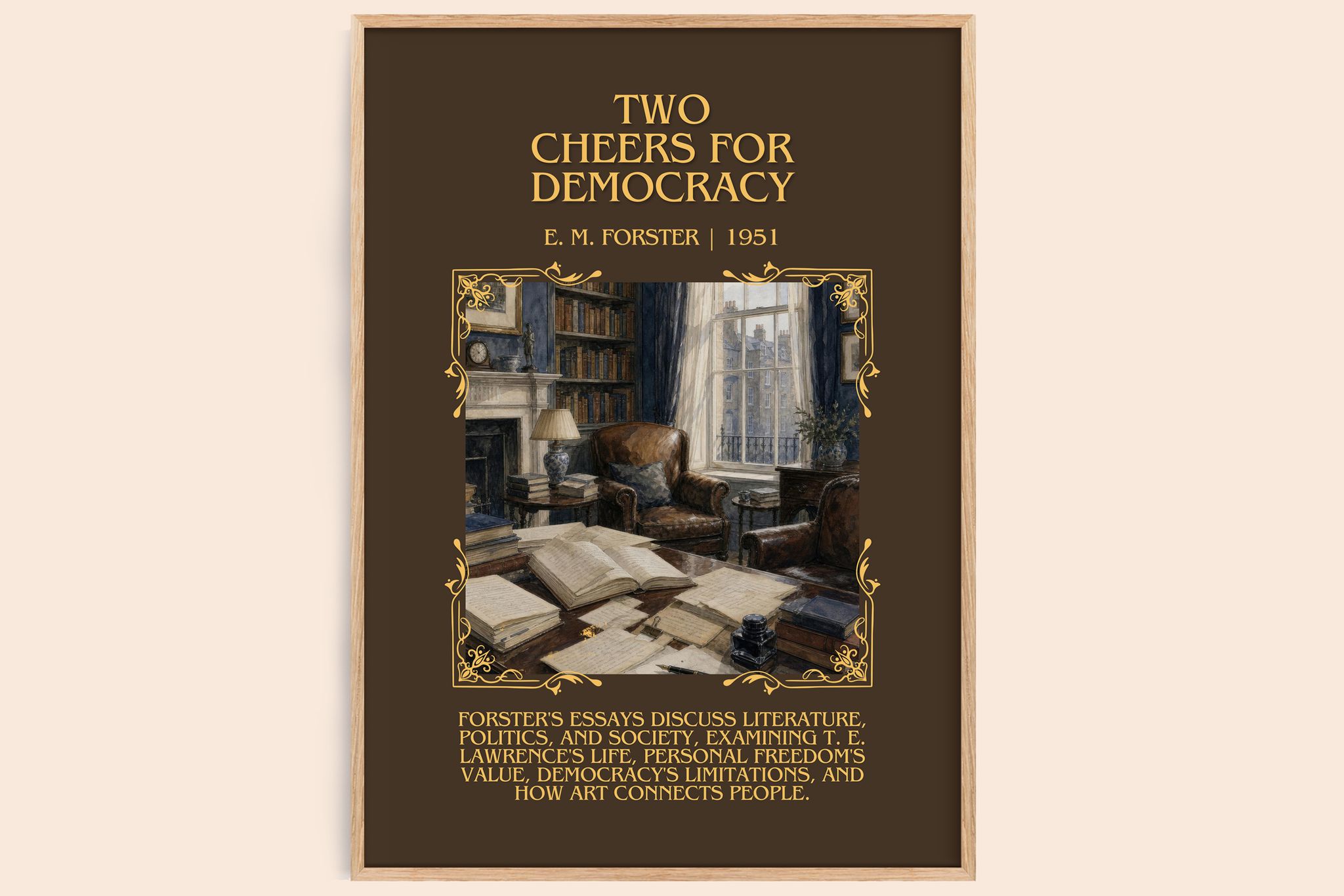 Two Cheers For Democracy Minimalist Book Poster by E. M. Forster