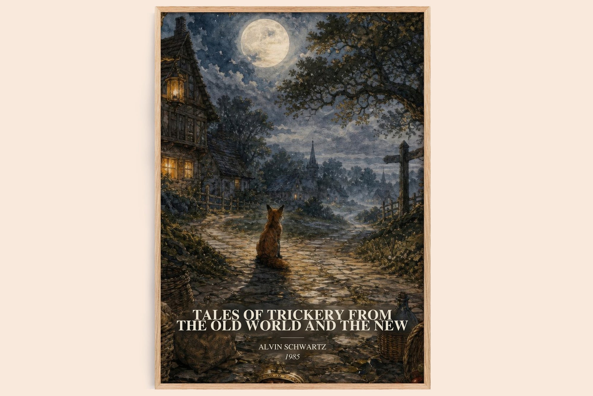 Tales Of Trickery From The Old World And The New watercolour book poster by Alvin Schwartz – framed literary art print