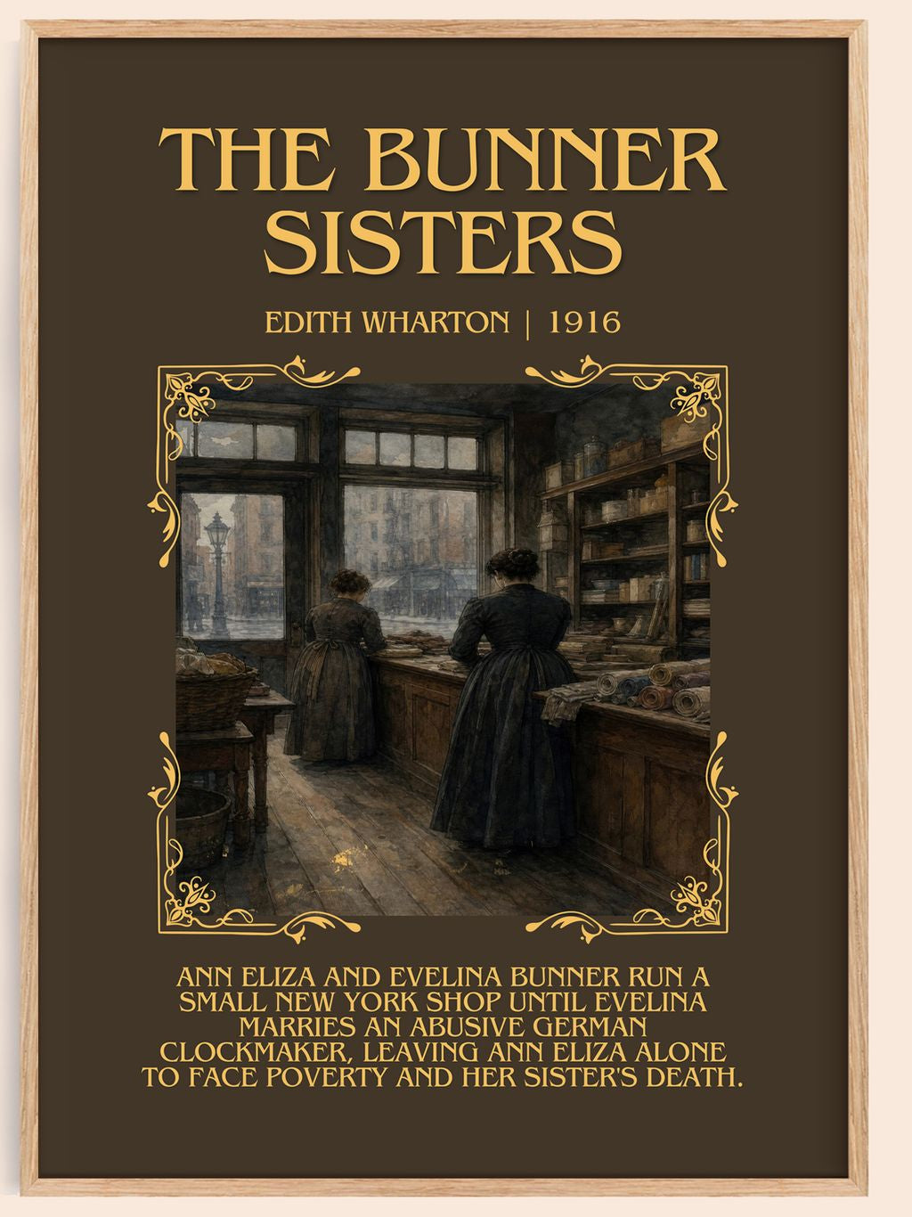 The Bunner Sisters Minimalist Book Poster by Edith Wharton – book poster