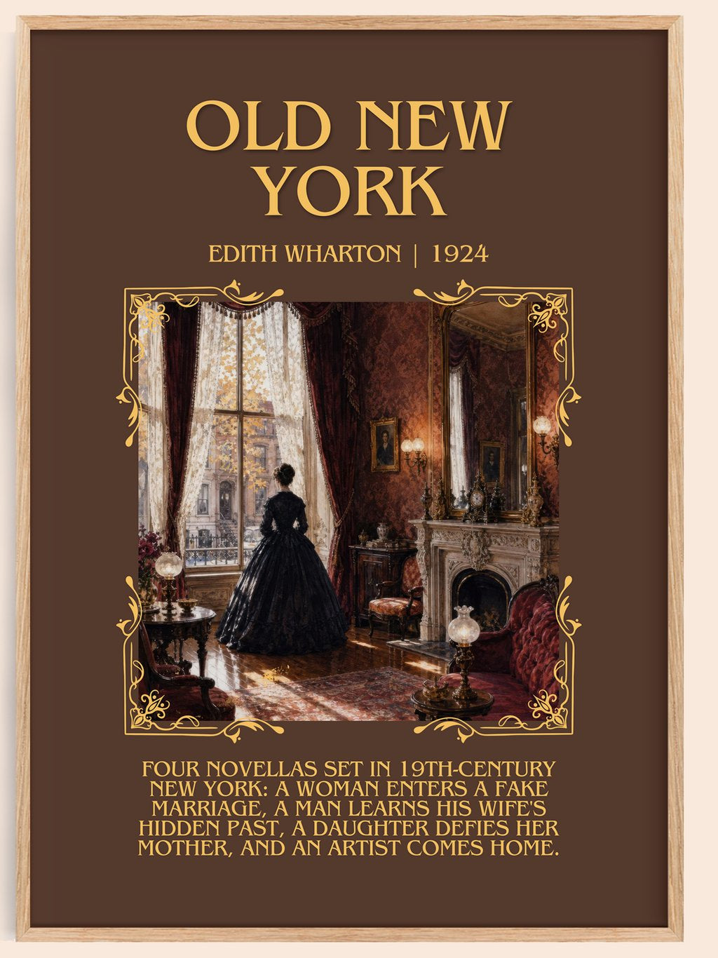 Old New York Minimalist Book Poster by Edith Wharton – book poster