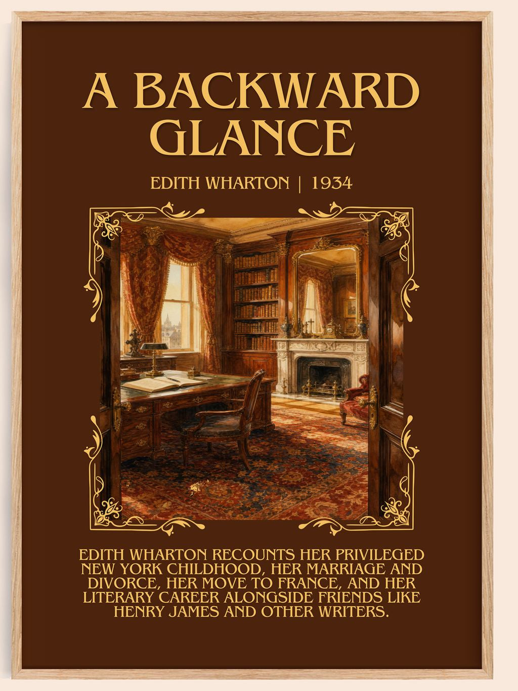 A Backward Glance Minimalist Book Poster by Edith Wharton – book poster