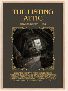 The Listing Attic Minimalist Book Poster by Edward Gorey – book poster