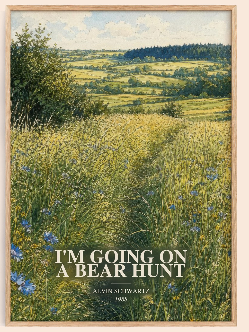 I'M Going On A Bear Hunt watercolour book poster by Alvin Schwartz – framed literary art print