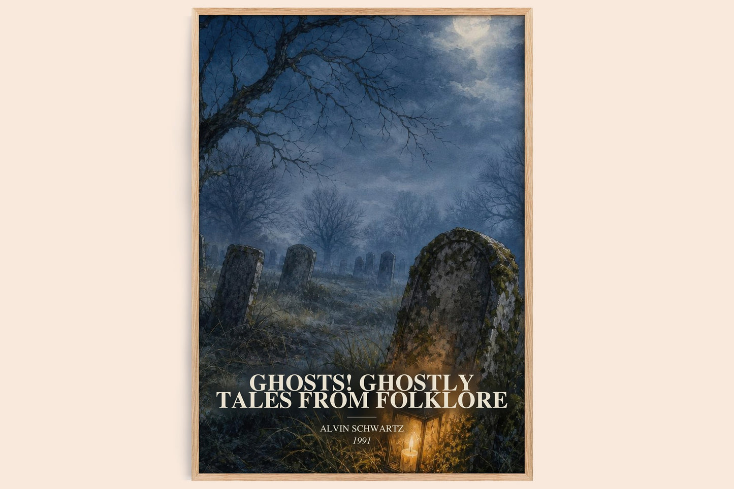 Ghosts! Ghostly Tales From Folklore watercolour book poster by Alvin Schwartz – framed literary art print