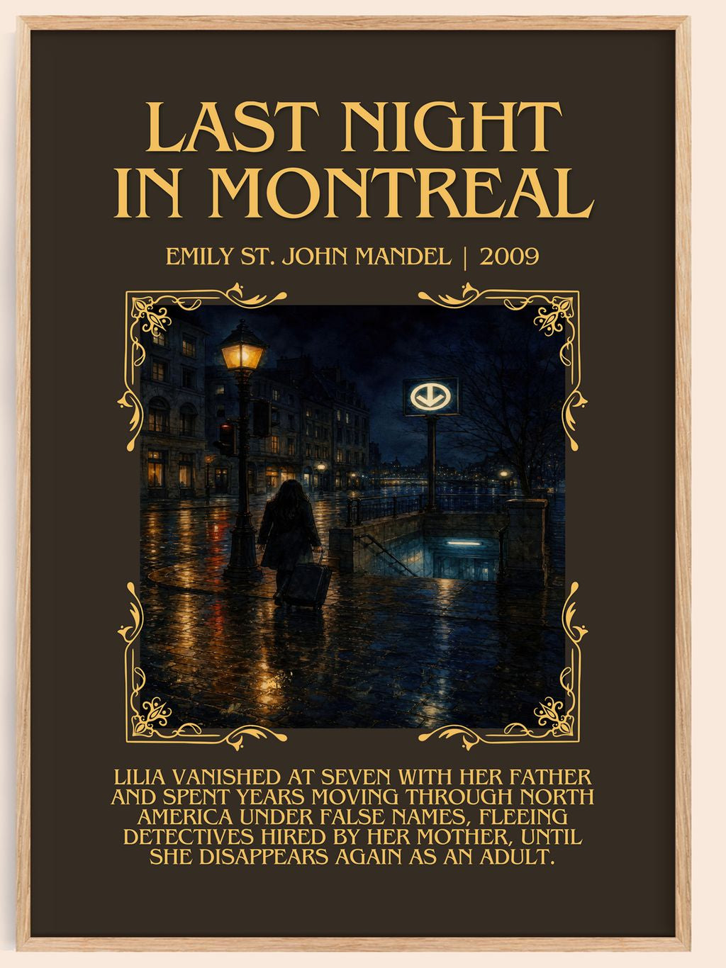 Last Night In Montreal Minimalist Book Poster by Emily St. John Mandel – book poster
