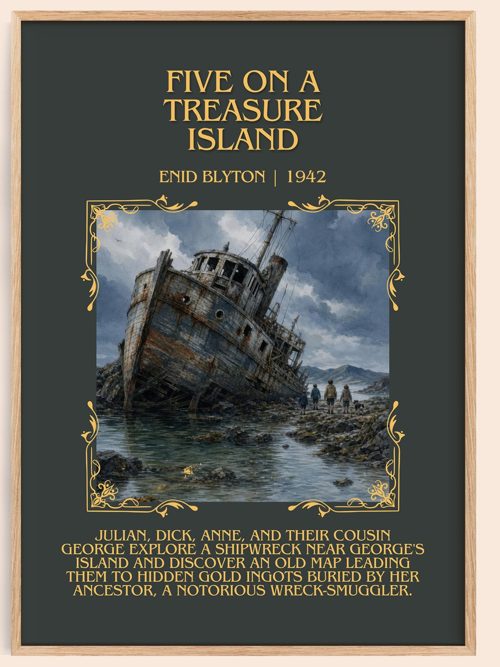 Five On A Treasure Island Minimalist Book Poster by Enid Blyton – book poster