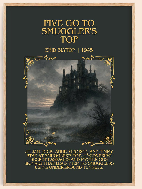 Five Go To Smuggler'S Top Minimalist Book Poster by Enid Blyton – book poster