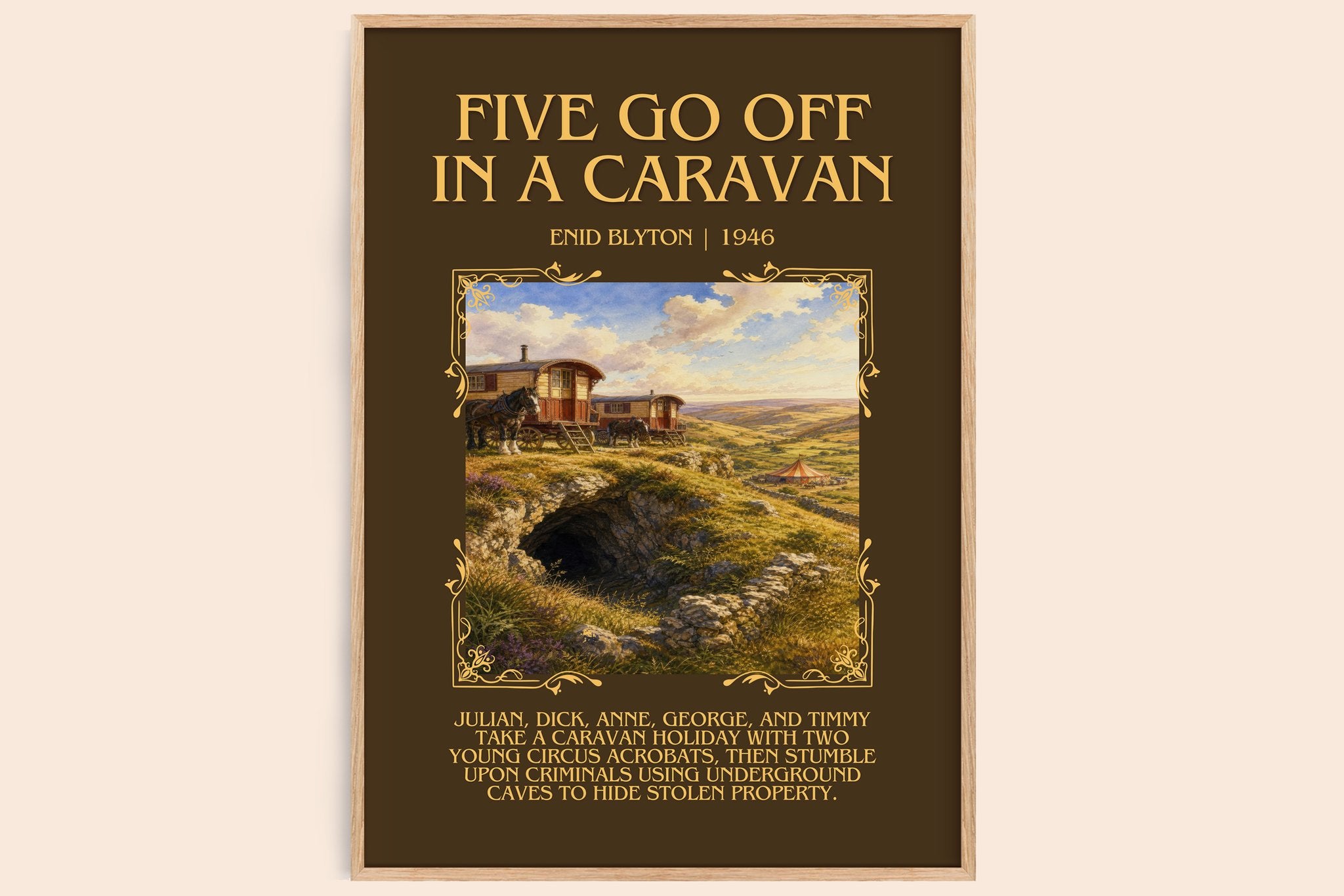 Five Go Off In A Caravan Minimalist Book Poster by Enid Blyton