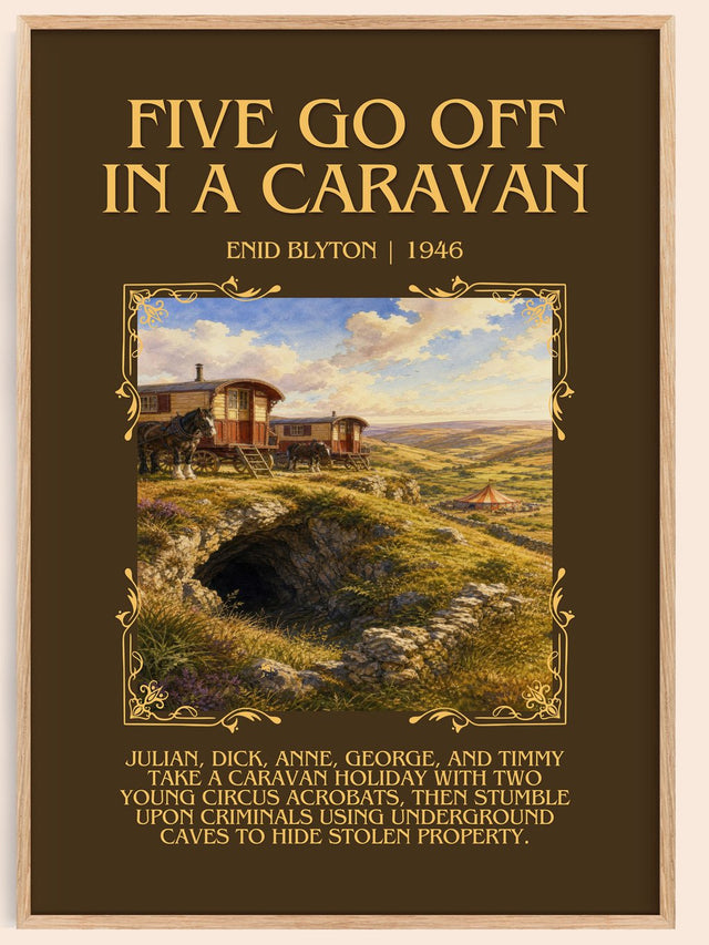 Five Go Off In A Caravan Minimalist Book Poster by Enid Blyton