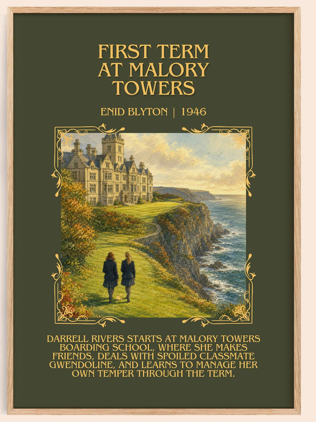 First Term At Malory Towers Minimalist Book Poster by Enid Blyton – book poster
