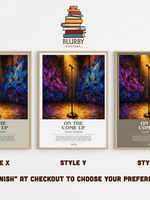 On The Come Up bookish print in frame leaning in hallway – young adult wall art