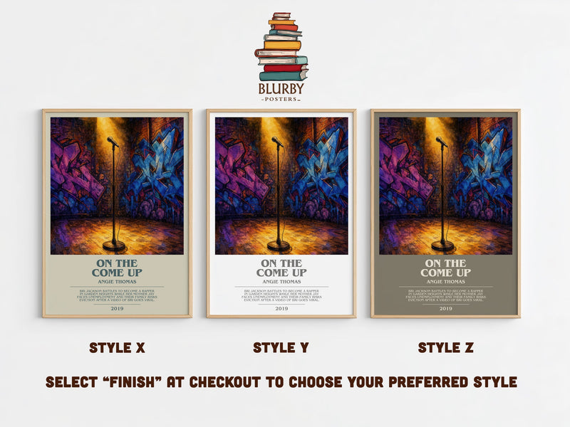 On The Come Up bookish print in frame leaning in hallway – young adult wall art