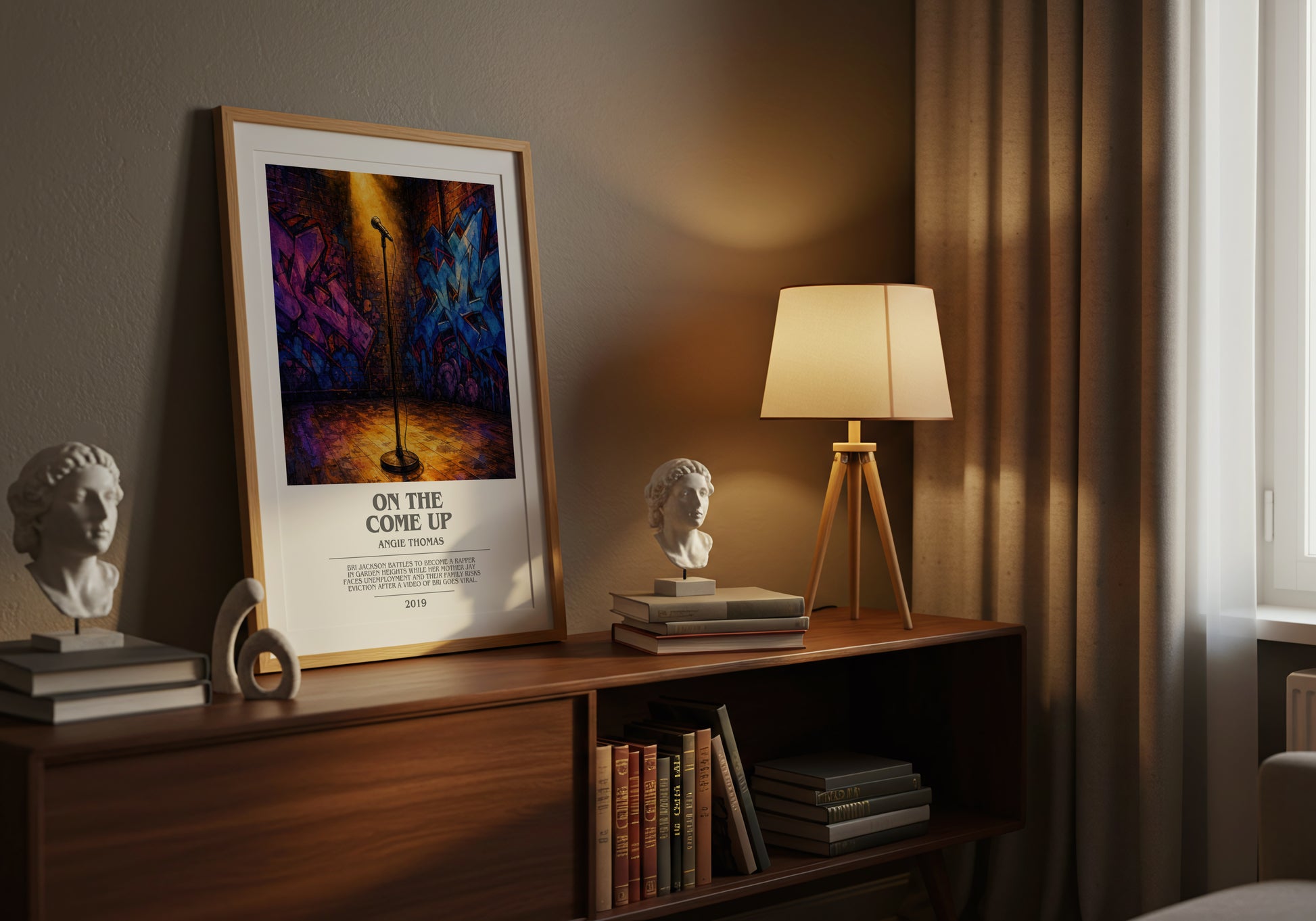 On The Come Up bookish book poster framed on wall – young adult wall art