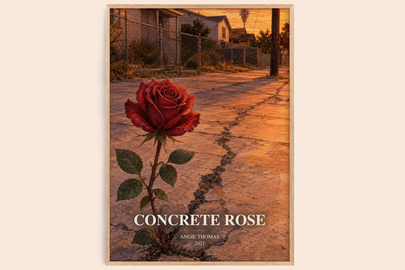 Concrete Rose watercolour book poster by Angie Thomas – framed literary art print