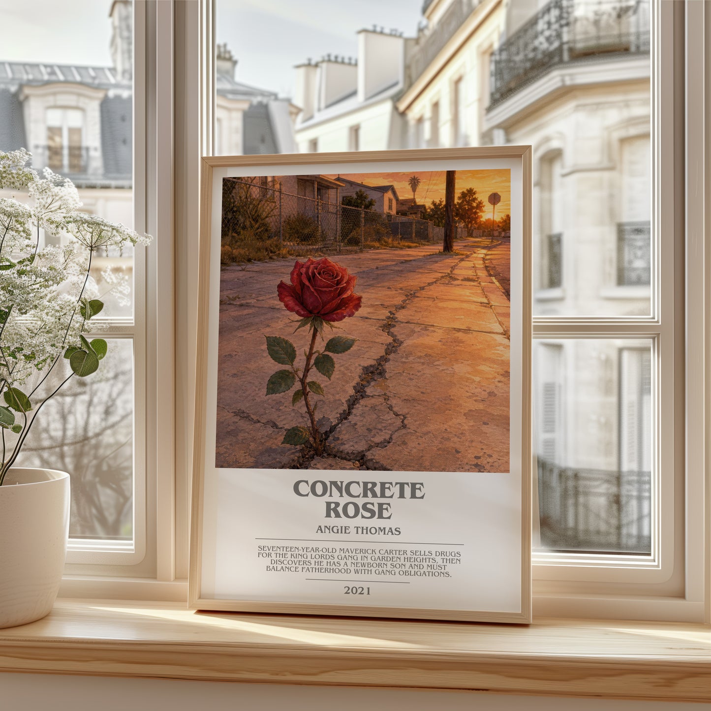 Concrete Rose bookish poster colour and style options – Angie Thomas book art